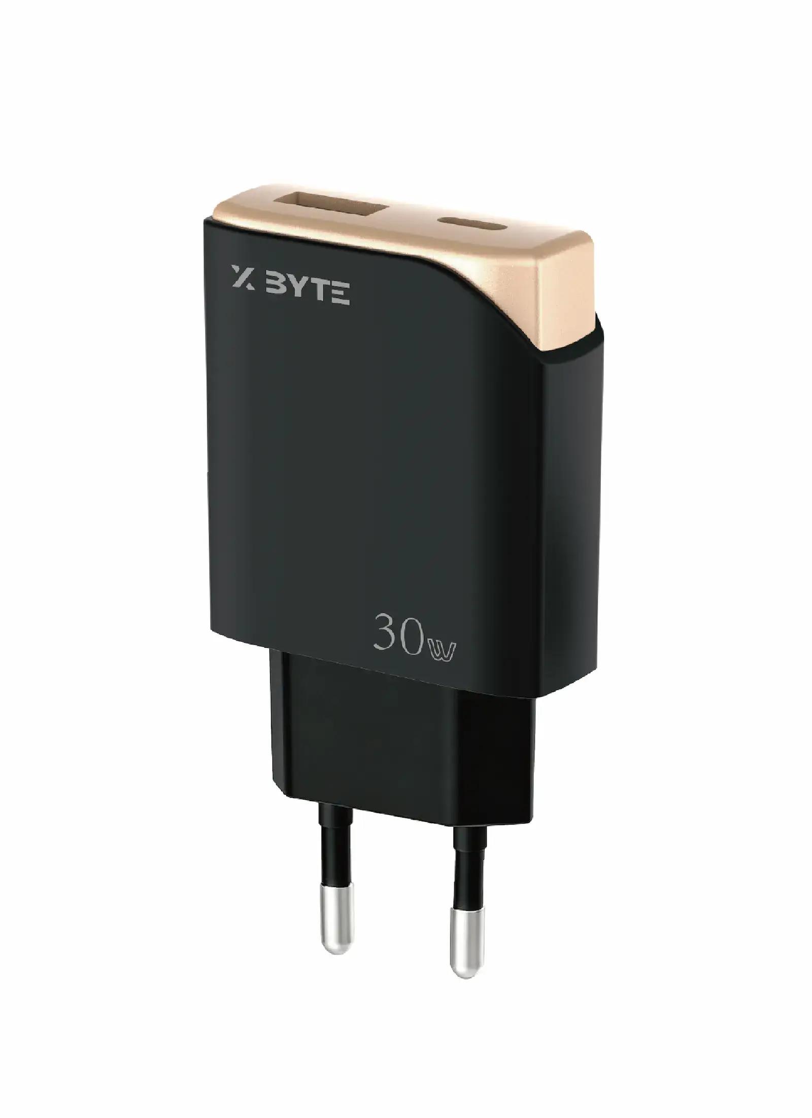 30W GaN Dual-Port Wall Charger (USB-A & USB-C) | EU Plug Fast Charging Adapter